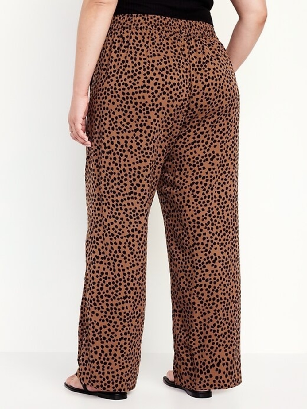 Old Navy Brown with Black Leopard Wide-Leg Pull-On Pants